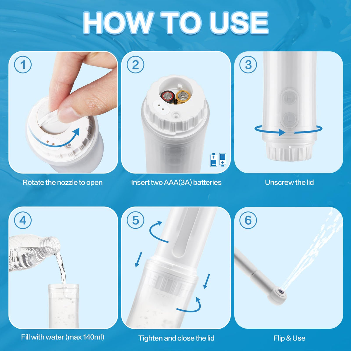 Portable Bidet for Travel 140mL Nozzle 180 Adjustment IPX6 - ANNWA Official Imagery - 8