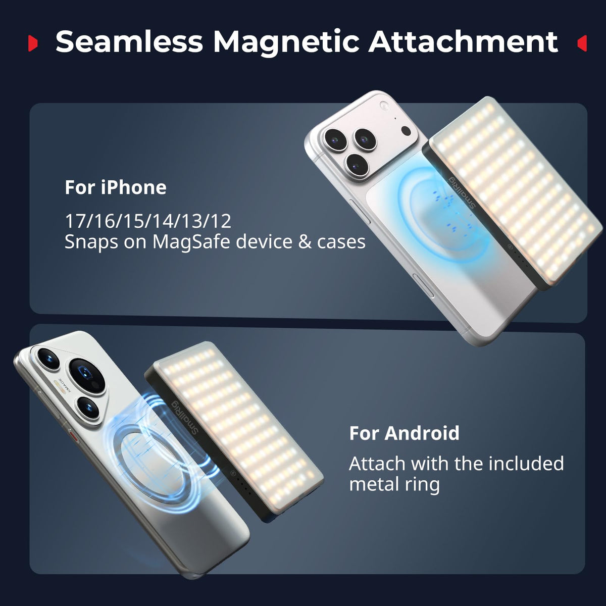 SmallRig M3 Magnetic Selfie Phone Light with Clip Portable - SMALLRIG Official Imagery - 3