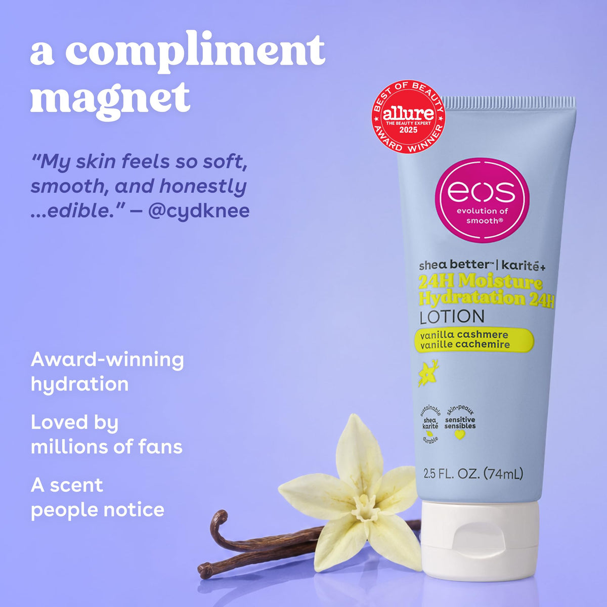 eos 24H Moisture Travel Body Lotion Vanilla Cashmere 2 5 fl - eos Official Product Imagery - 4