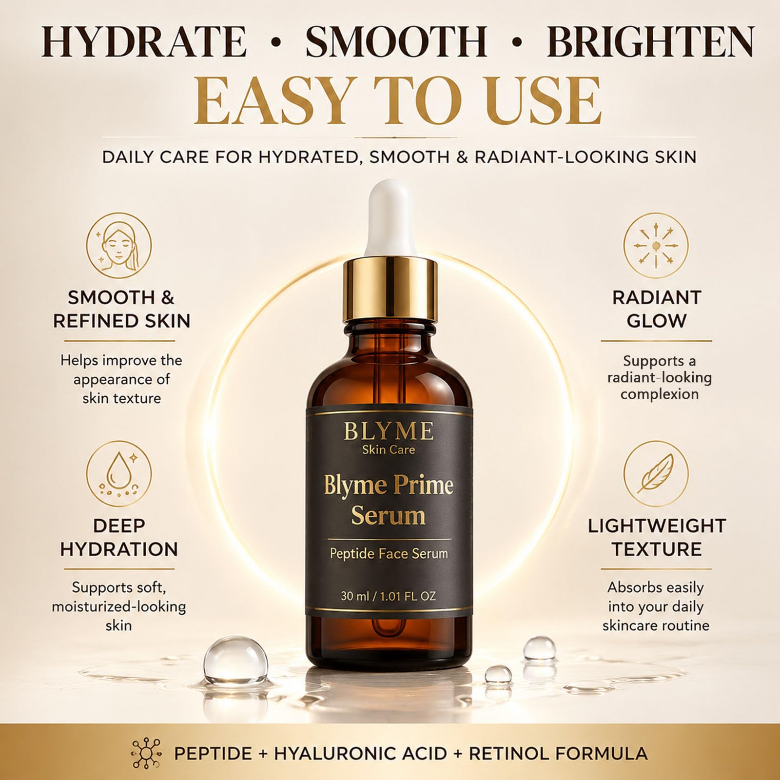 BLYME Prime Elixir Peptide Face Serum with Hyaluronic Acid - Luooin Official Imagery - 3
