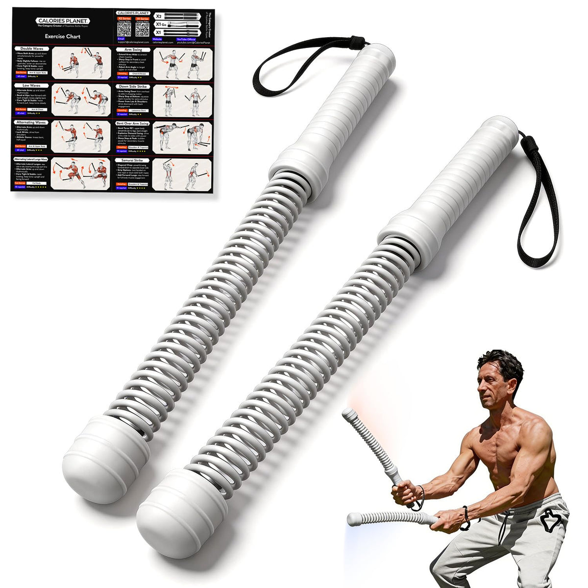 X1 Go Portable Ropeless Battle Ropes Low Impact HIIT Cardio - Calories Planet Official Imagery - 2