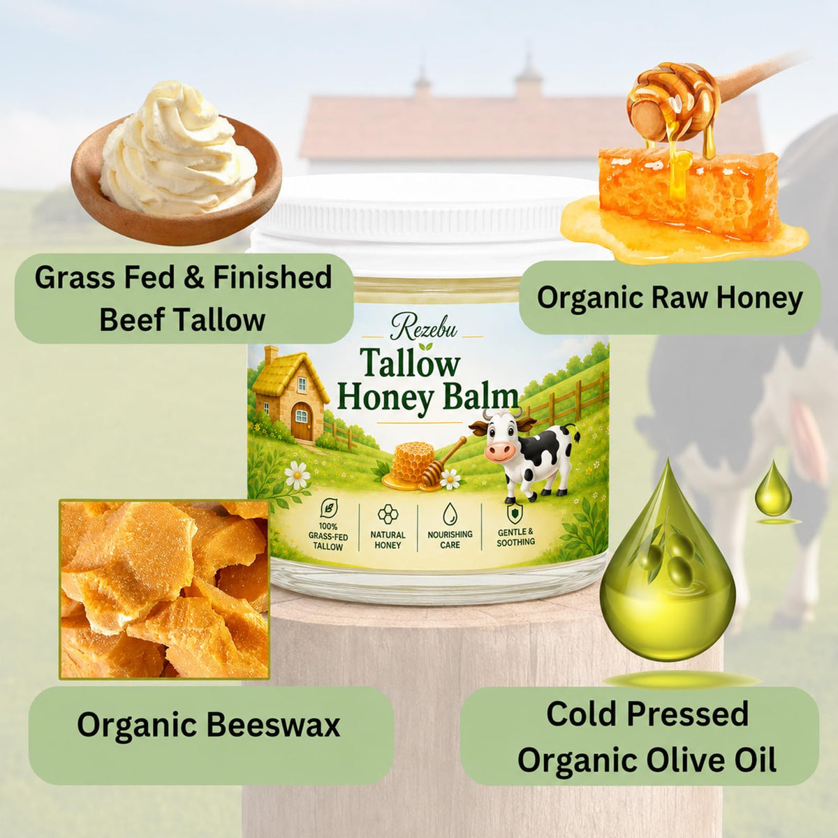 Tallow and Honey Balm Beef Tallow for Skin Tallow Face - Rezebu Official Imagery - 7
