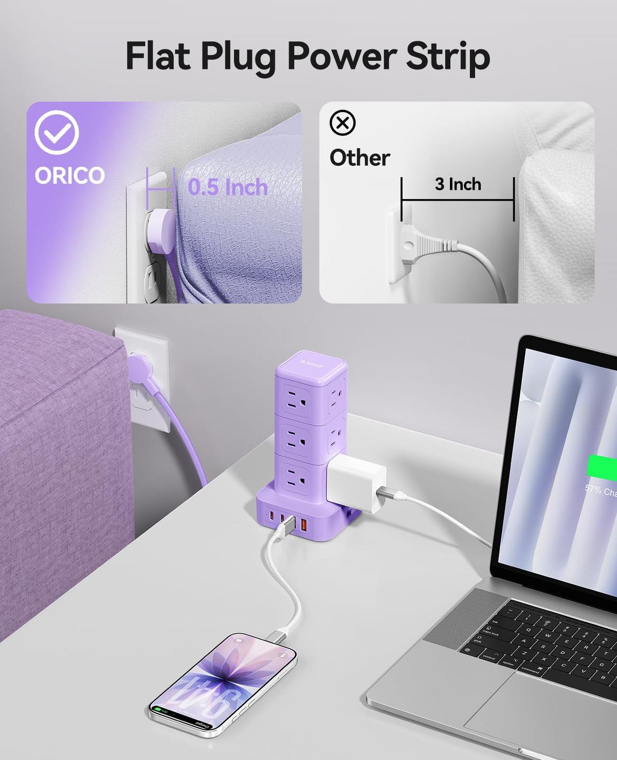 ORICO 10FT Extension Cord with 12 AC Outlets 4 USB Surge - ORICO Official Imagery - 6