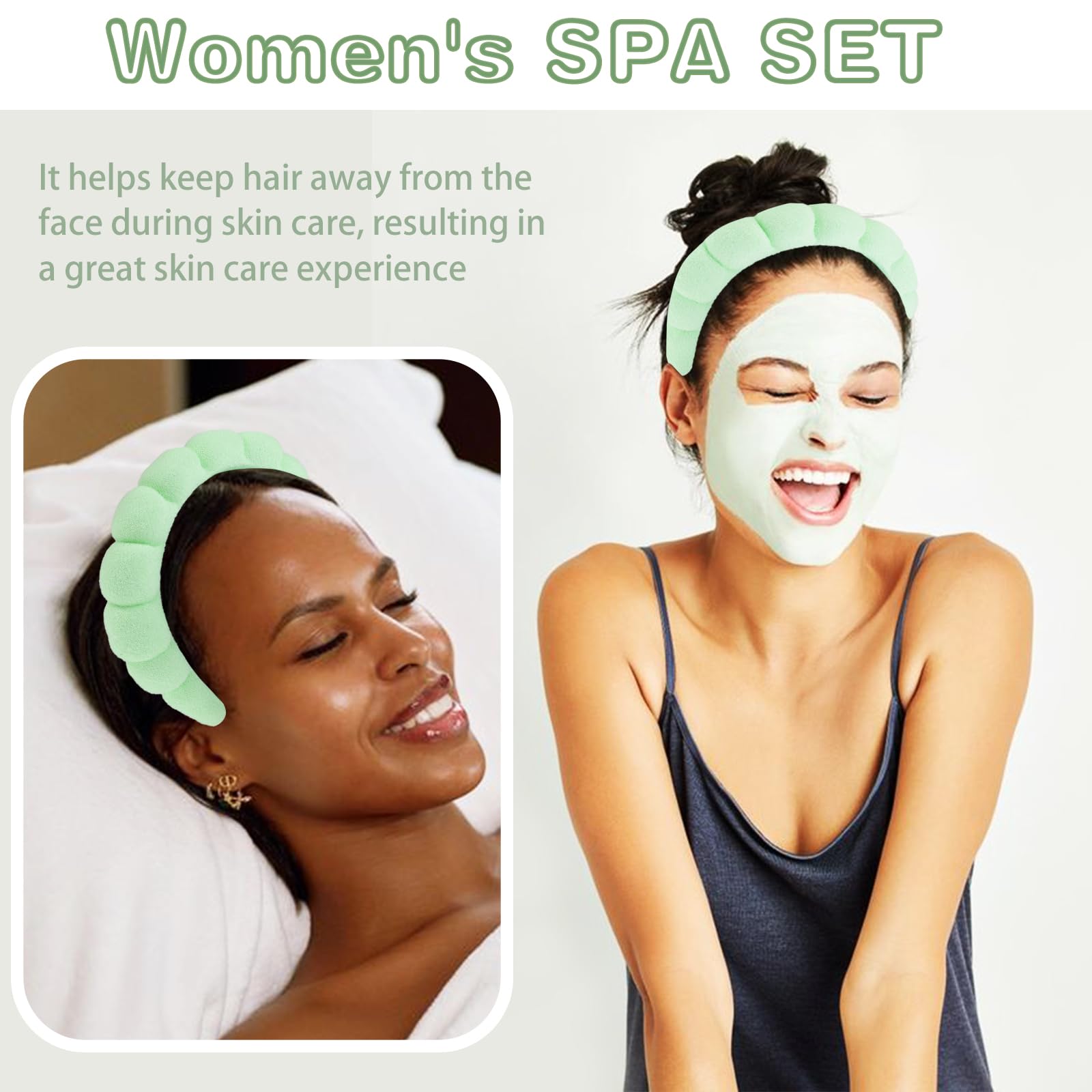 CUBACO Spa Headband and Wristband Set for Women with Ice Jade - CUBACO