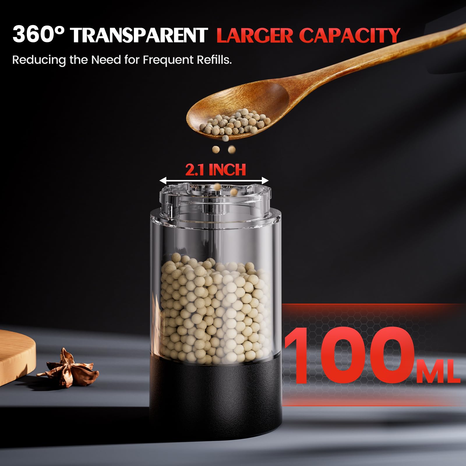 ioion Electric Salt and Pepper Grinder Set Automatic Battery Pepp by ioion - Angle View 6