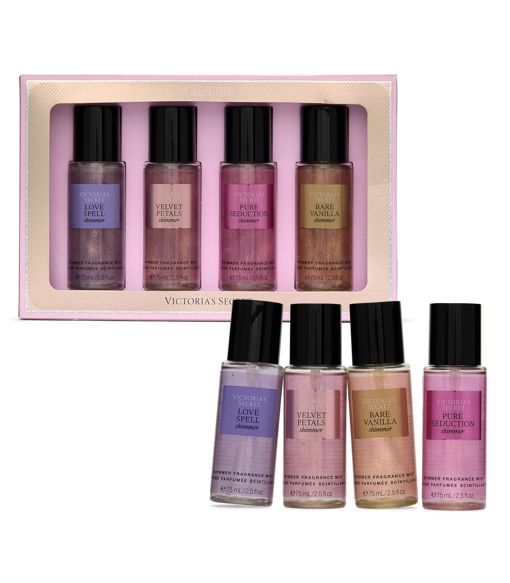 Victoria's Secret Fragrance Mist Collection 4 Piece Shimmer Mini - Product Imagery