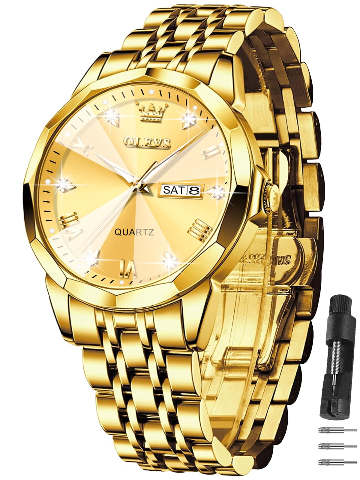 OLEVS Watches for Men Luxury Stainless Steel 30M Waterproof Quartz Dre - View 8