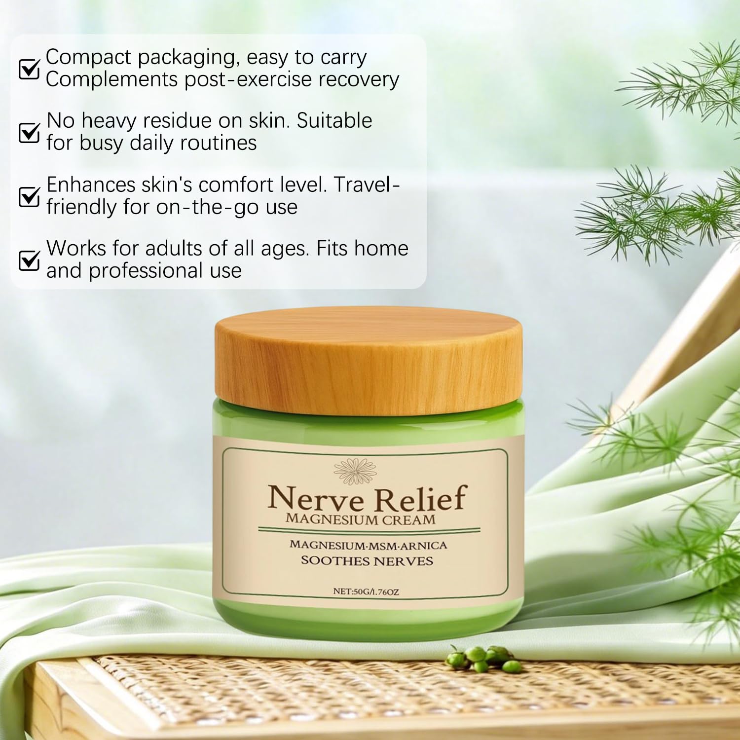 Holyarm 2PCS Nerve Relief Cream, With Msm & Arnica, Total Relief Cream for Muscle Relaxation, Deep Hydrationno Irritation, No Residue, 50g/1.76oz