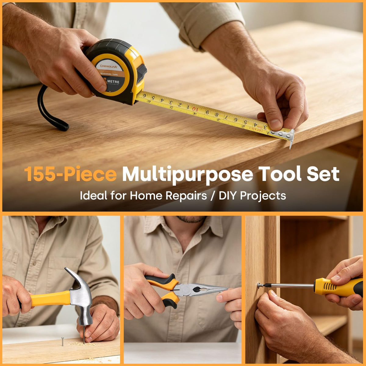 Drill Set Tool Kit for Home with 12V Cordless Power Drill - CRESOLVIA Official Imagery - 8
