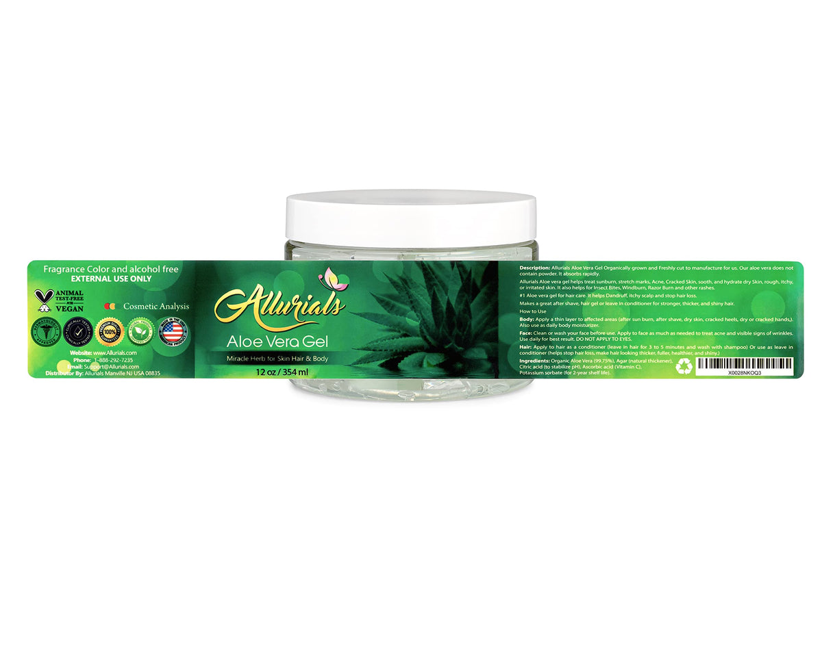 Allurials Aloe Vera Gel 99 75 Pure Organic Made in USA After - Allurials Official Imagery - 8