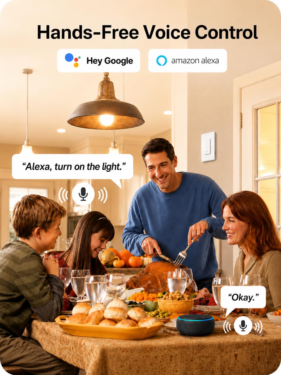 GHome Smart Switches for Lights, Single Pole WiFi, Works with Ale - GHome Smart Official Product View 5