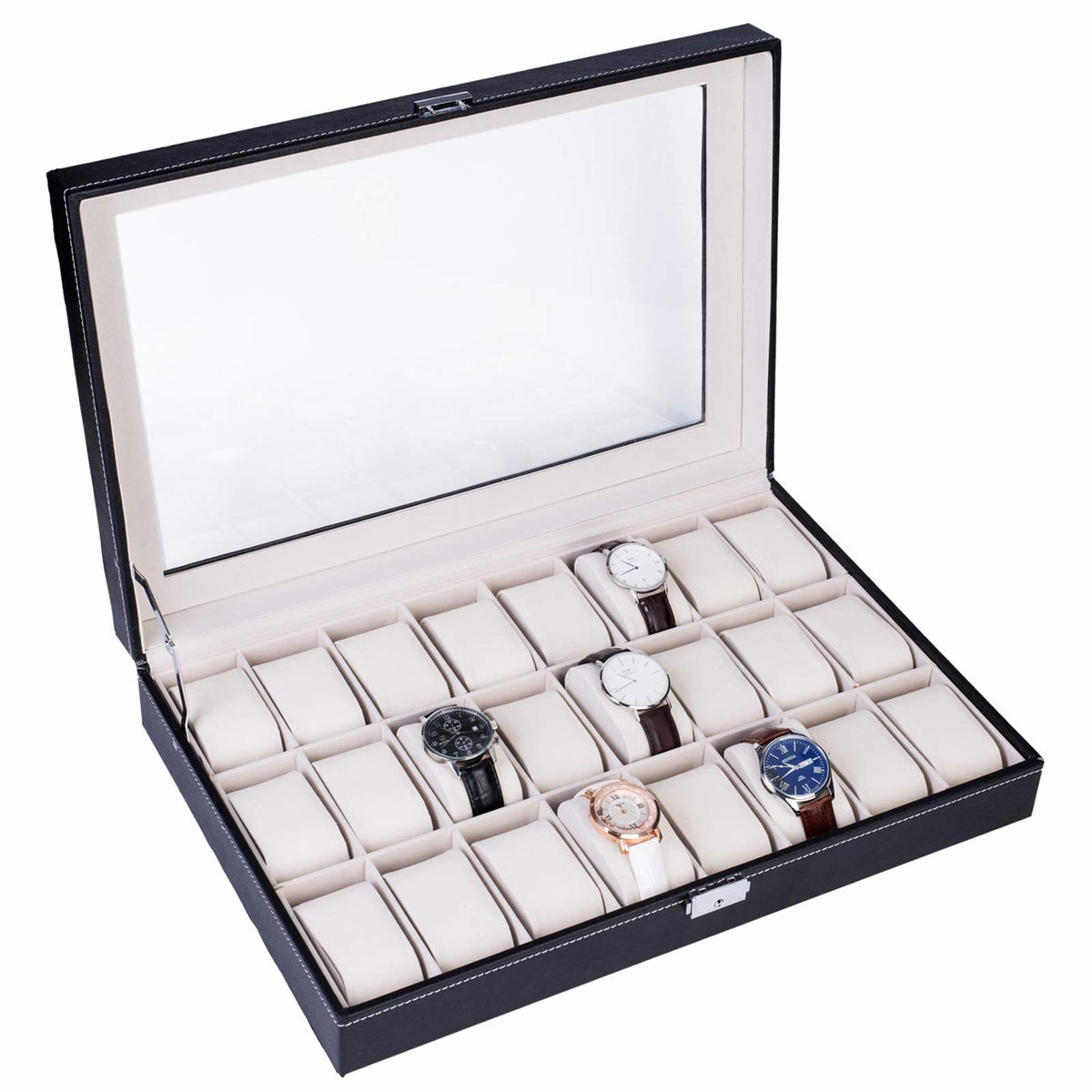 Portable Watch Box 24 Slot Leather Jewelry Tray Travel Watch - Wegi King Official Imagery - 2