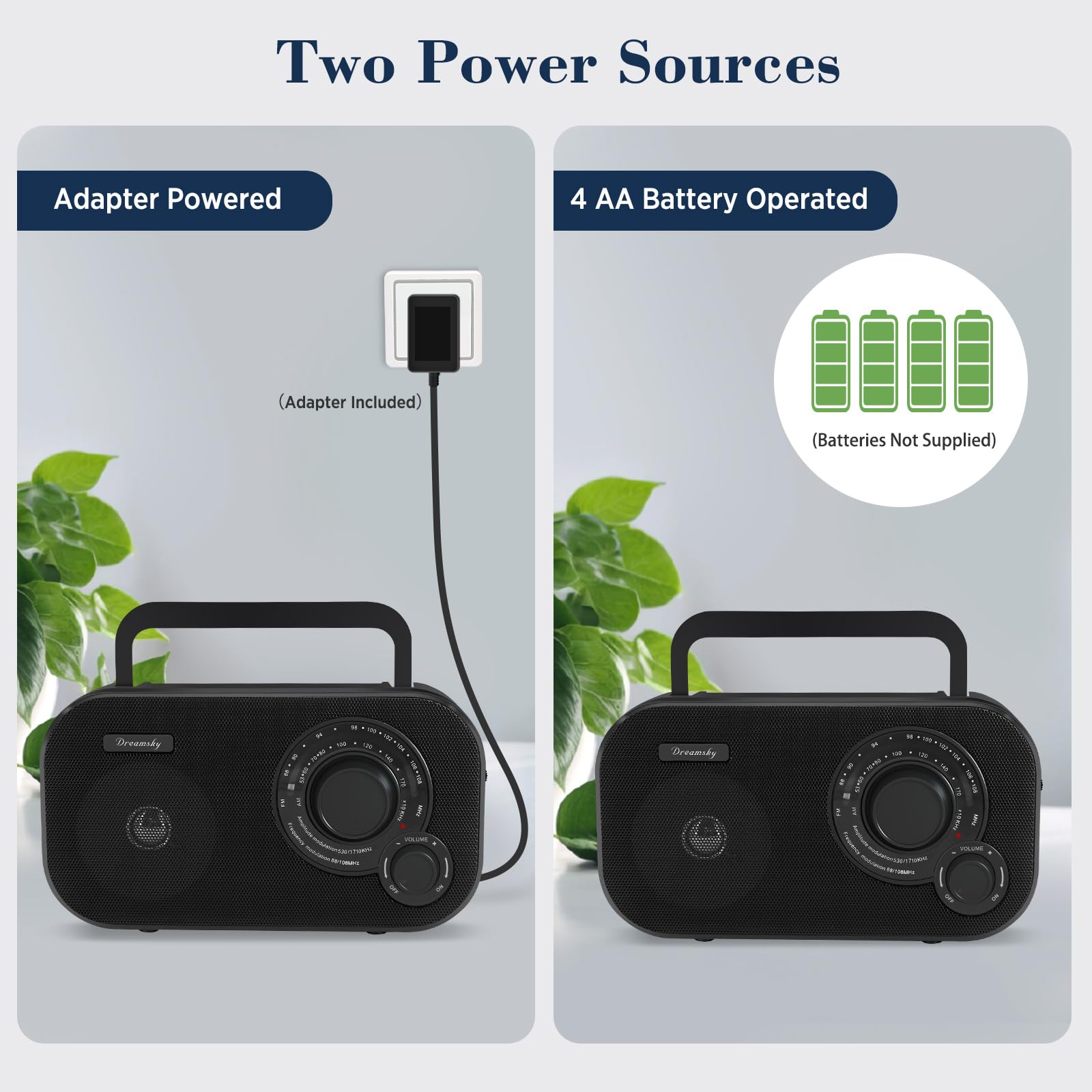 DreamSky AM FM Portable Radio – AC or Battery