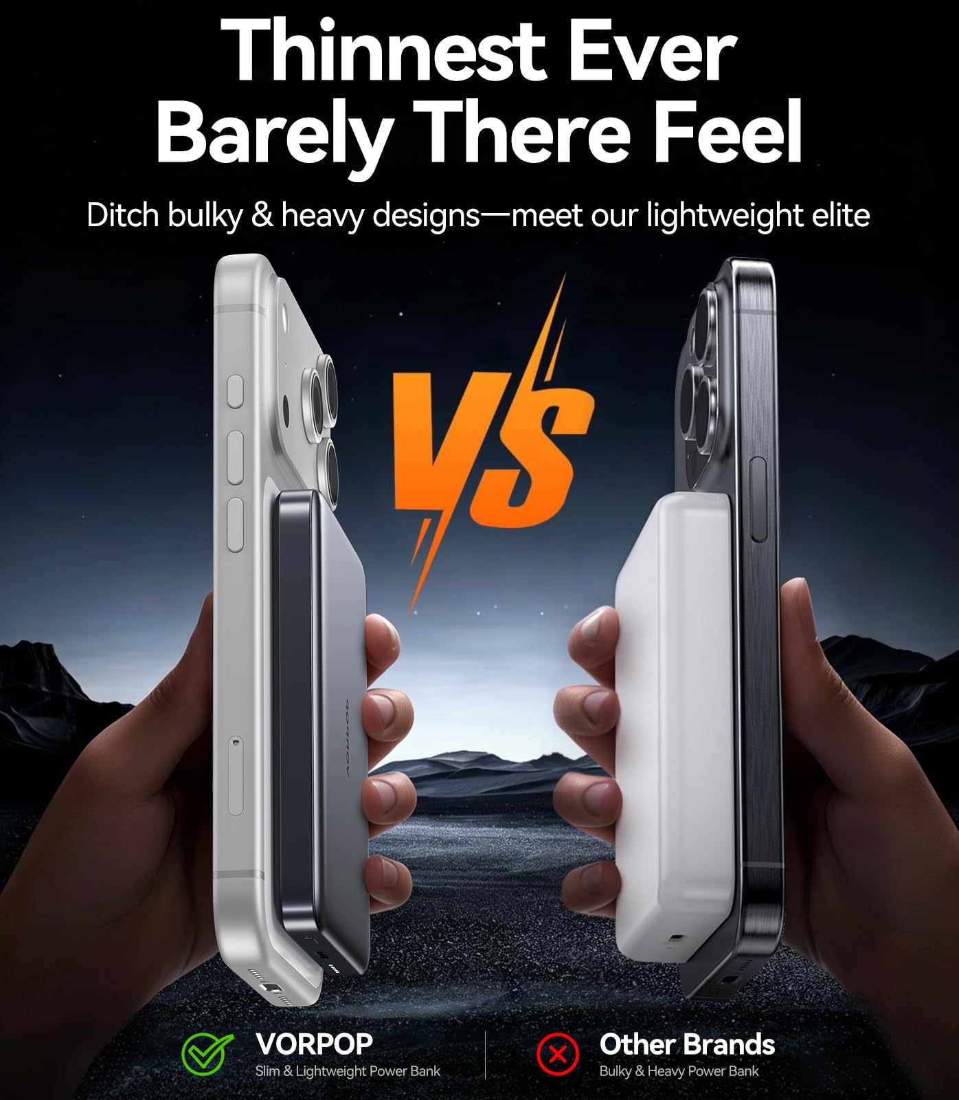 Portable Charger for iPhone Ultra Slim 10 000mAh Magnetic - VORPOP Official Imagery - 3