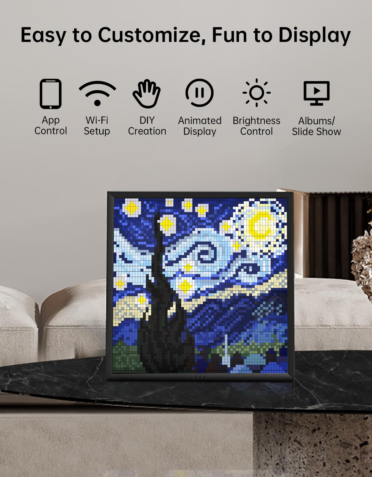 Divoom Pixoo-64 - WiFi Pixel Cloud Digital Frame with APP Control,64 X 64 LED Pa - Divoom Official Product View 4