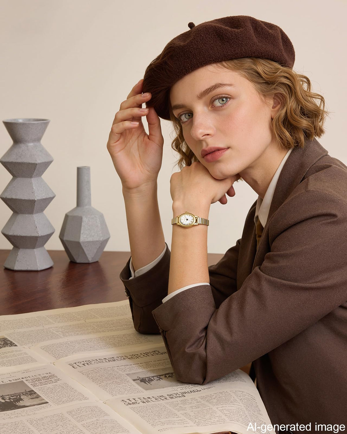 CIVO Small Gold Watches for Women Vintage Roman Stretch - CIVO Official Imagery - 4
