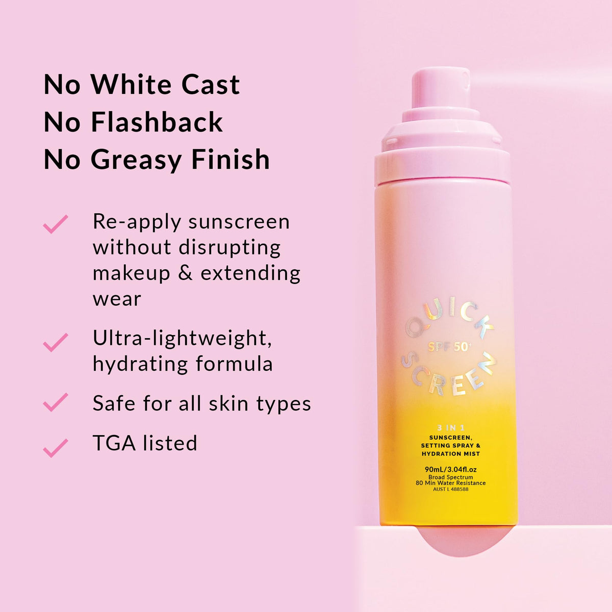 QUICK FLICK 3 in 1 SPF 50 Sunscreen Setting Spray Hydration - The Quick Flick Official Imagery - 5