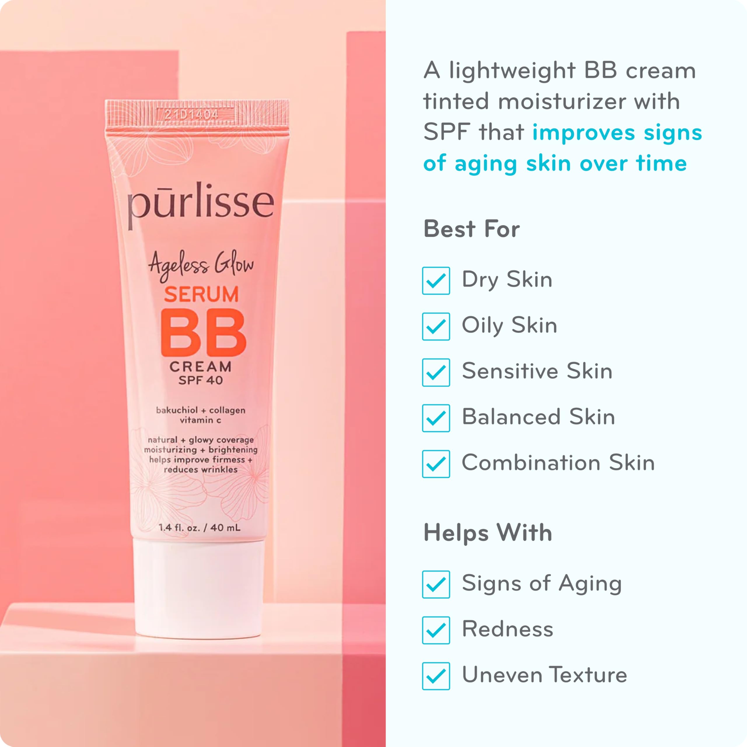 p rlisse Ageless Glow Serum BB Cream SPF 40 - pūrlisse Official Imagery - 3