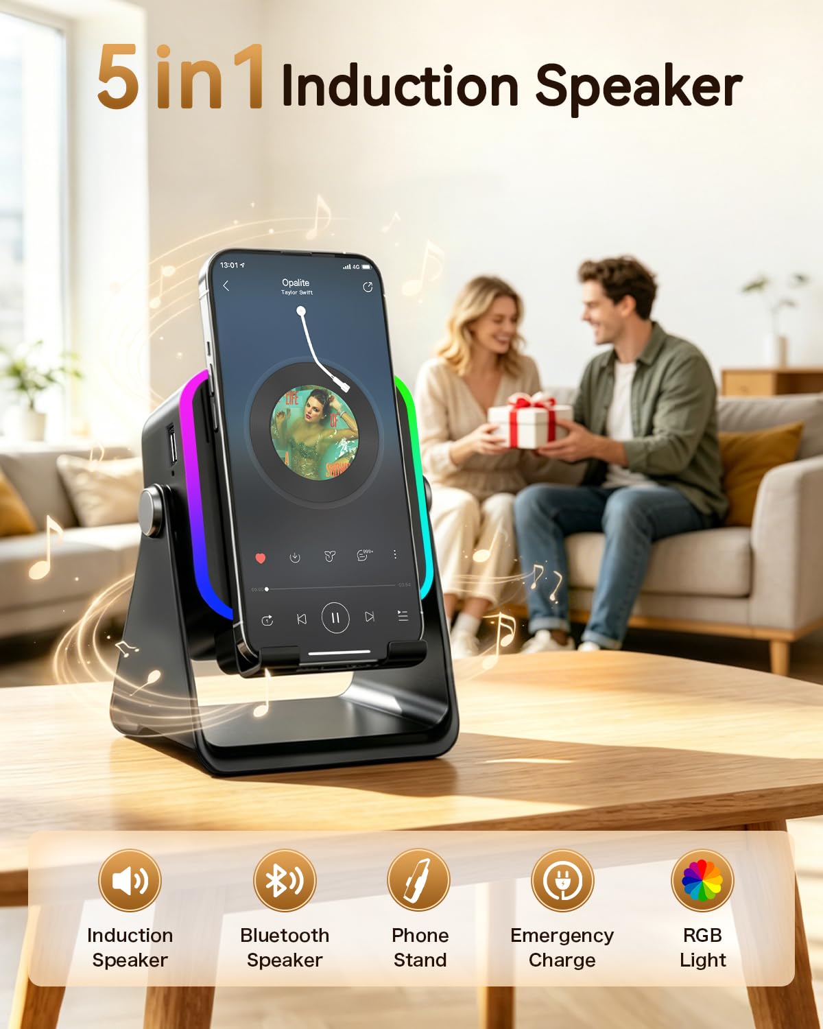 MILOUZ Gifts for Men Tech Gadgets Wireless Induction Speaker with Phon - View 4