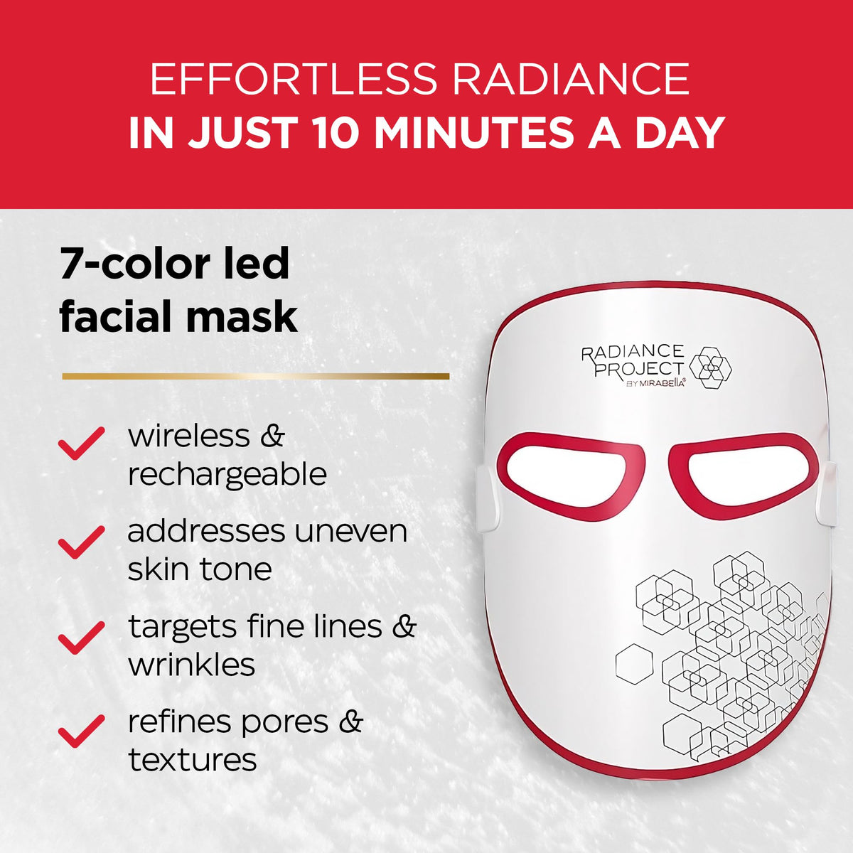 Mirabella 7 Color LED Facial Mask Wireless Rechargeable - Mirabella Official Imagery - 3