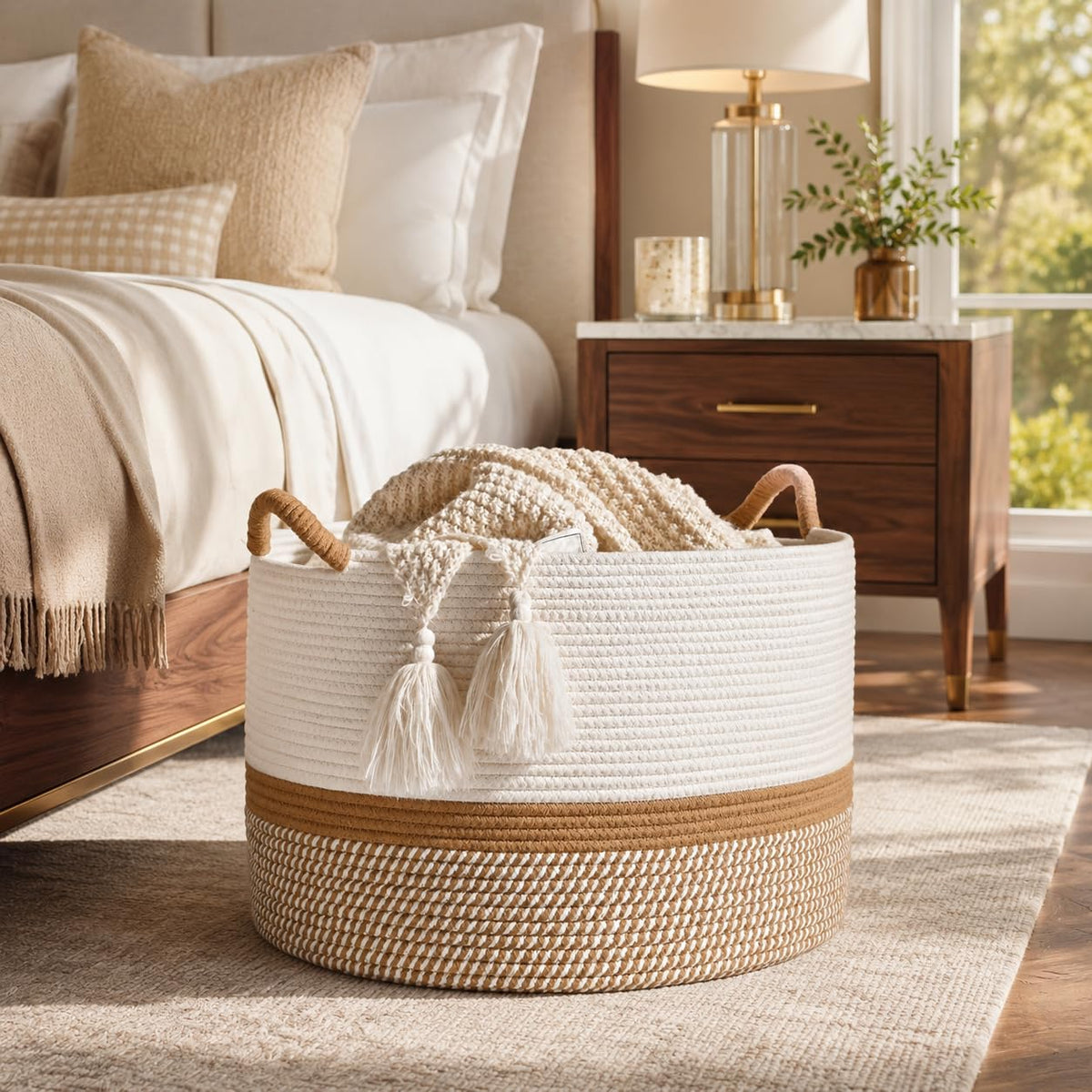 KAKAMAY Large Blanket Basket with Handles Storage Basket for - KAKAMAY Official Imagery - 8