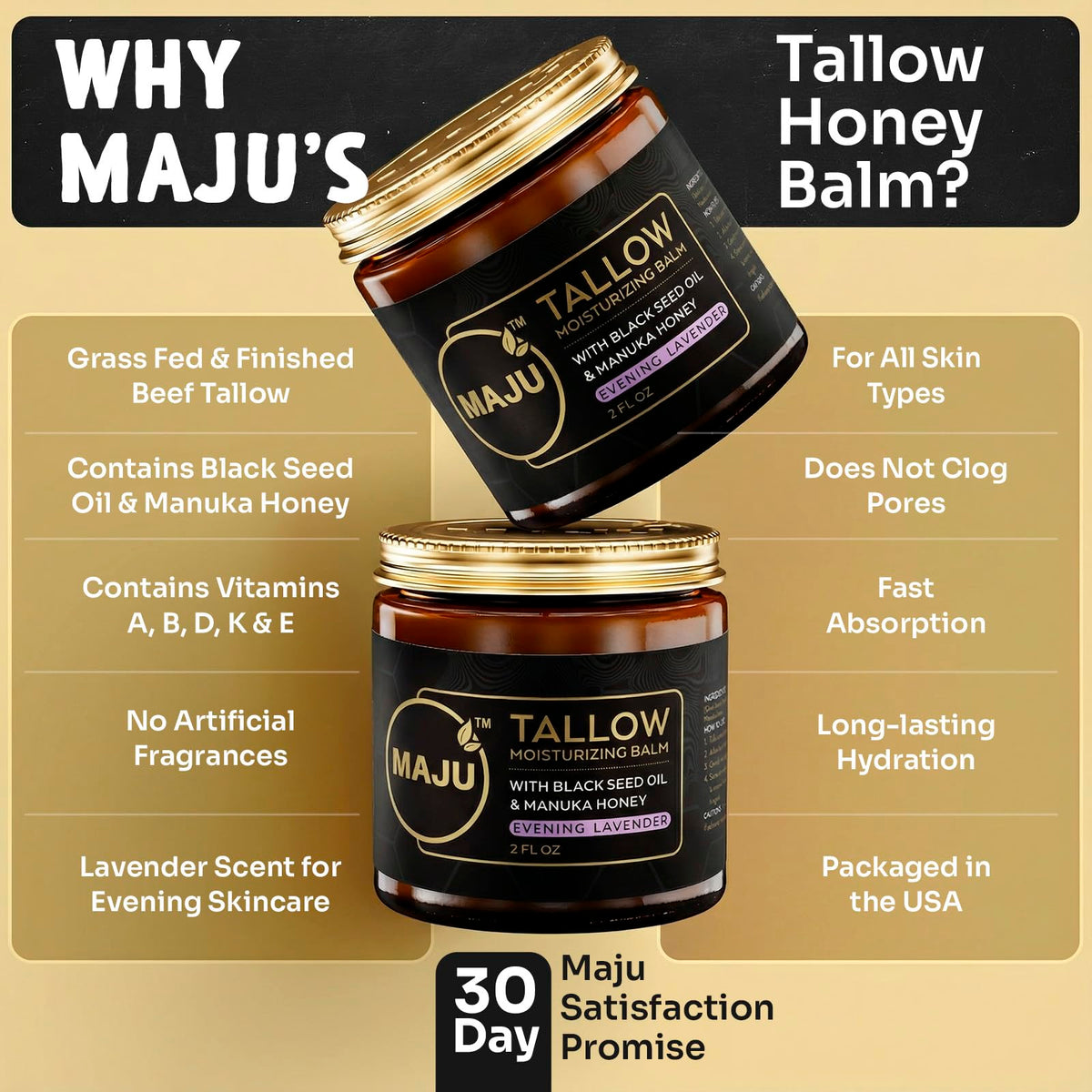 MAJU Tallow Honey Balm Evening Lavender Grass Fed Beef - Maju Superfoods Official Imagery - 8