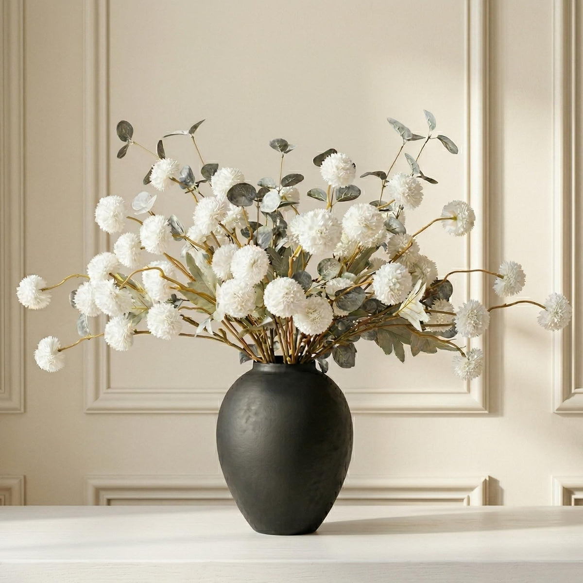 RyddeligHome White Faux Kiku Flowers for Vase - RyddeligHome Official Imagery - 1