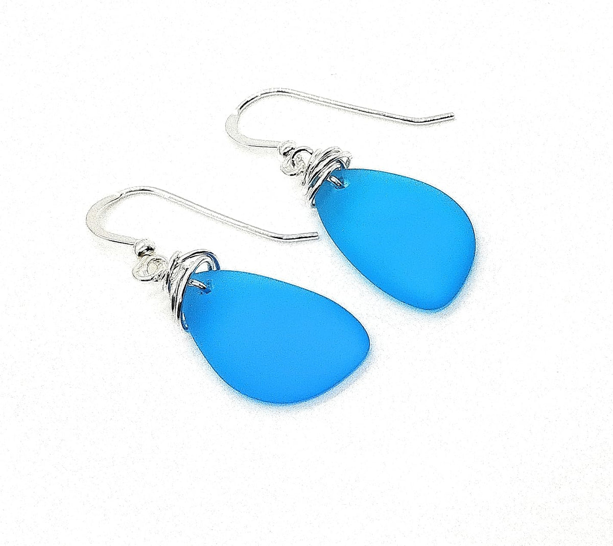 Popular Recycled Sea Glass Earrings on Sterling Silver Hooks - Aimee Tresor Official Imagery - 4