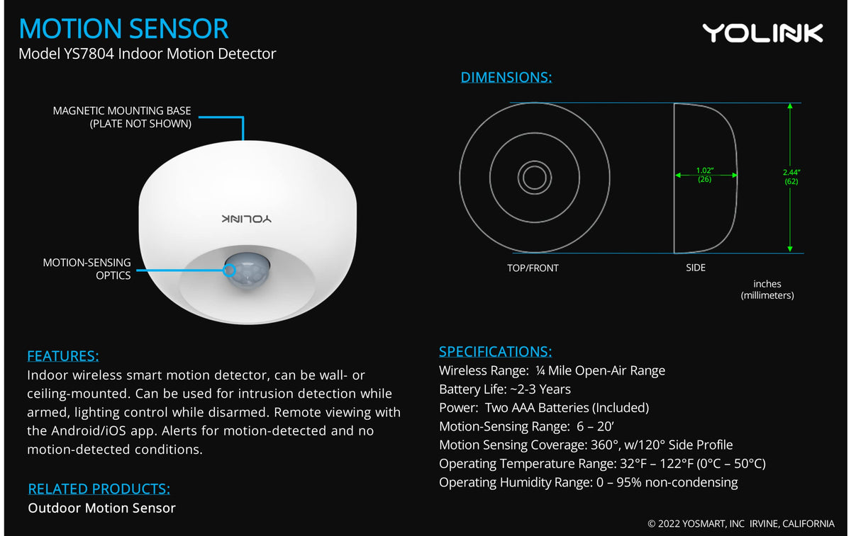 YoLink Indoor Motion Sensor Kit 2 Pack SpeakerHub - YoLink Official Imagery - 4