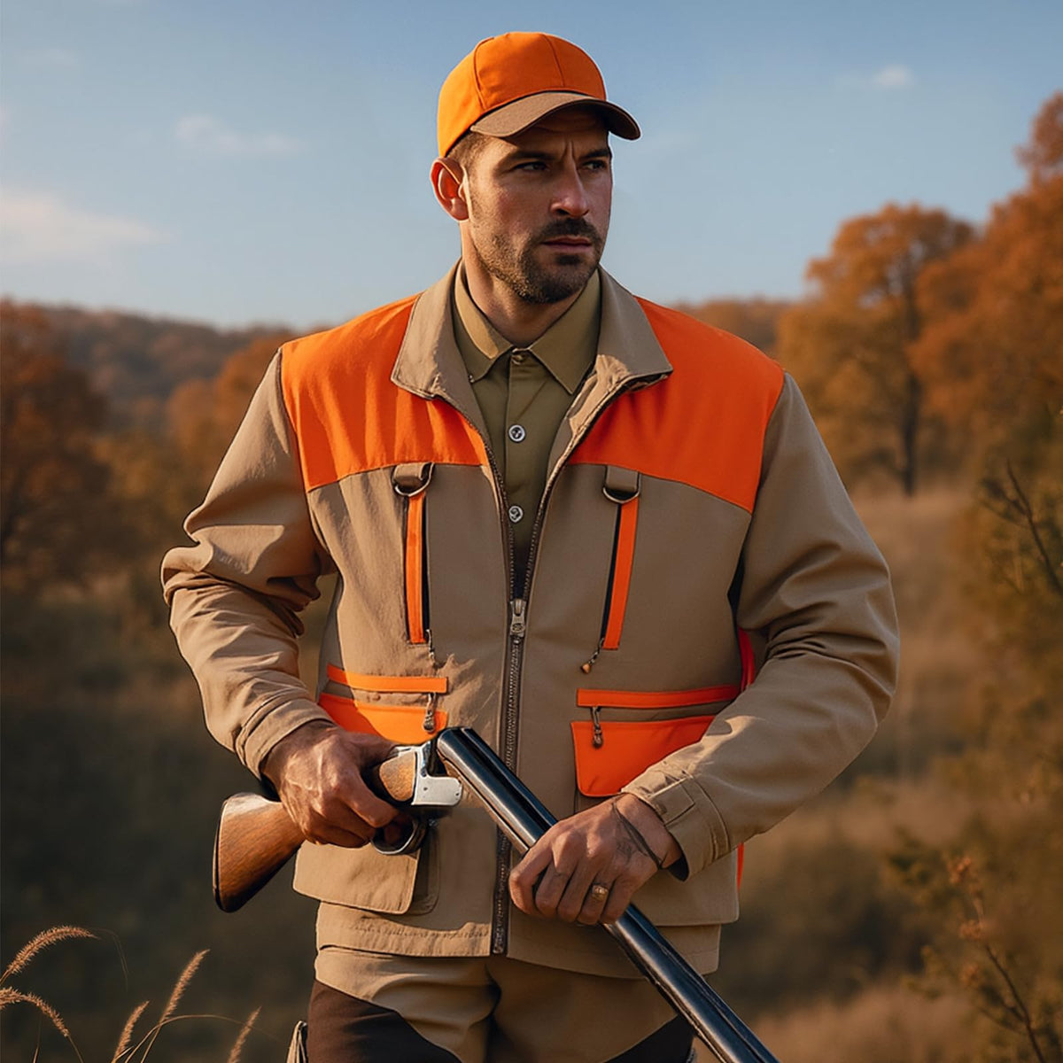 NEW VIEW Upland Hunting Vest for Men Blaze Orange Pheasant - NEW VIEW Official Imagery - 3
