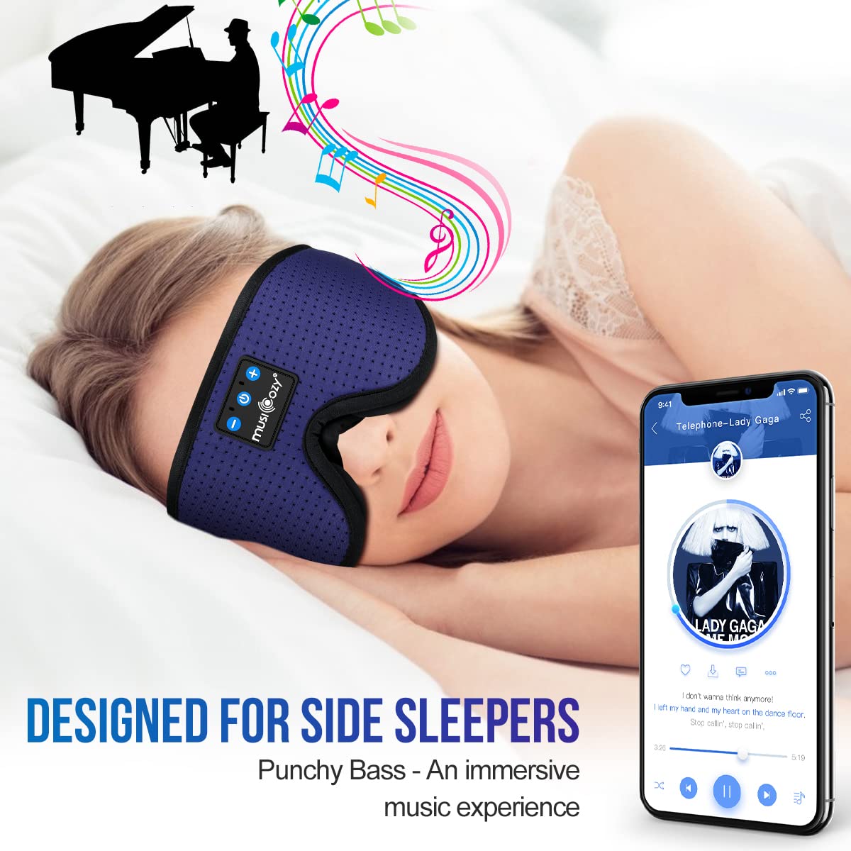 MUSICOZY 3D Sleep Headphones Bluetooth 5.4 Breathable Sleep Eye M - MUSICOZY Official Product View 5