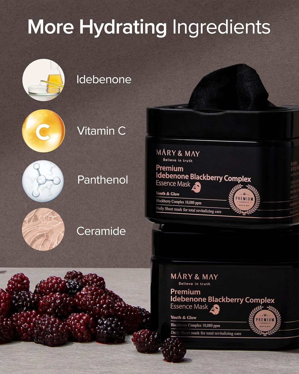 Mary May Idebenone Blackberry Essence Mask Bamboo Charcoal - Mary&May Official Imagery - 8