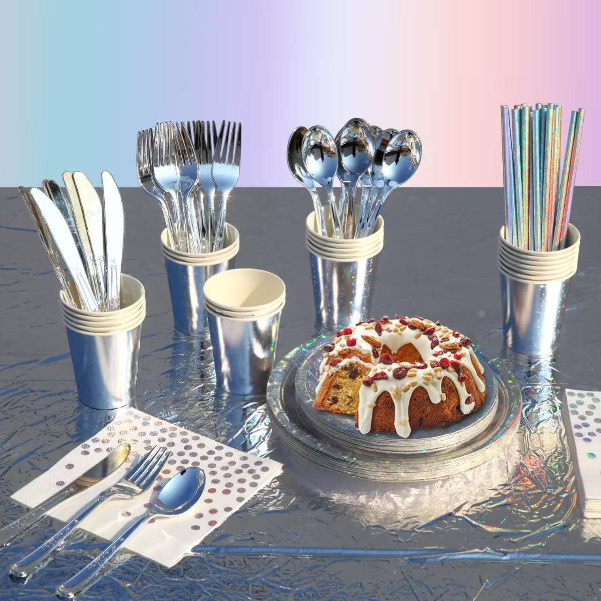 201 piece disposable party tableware set with paper plates - Zyzyphor Official Imagery - 5