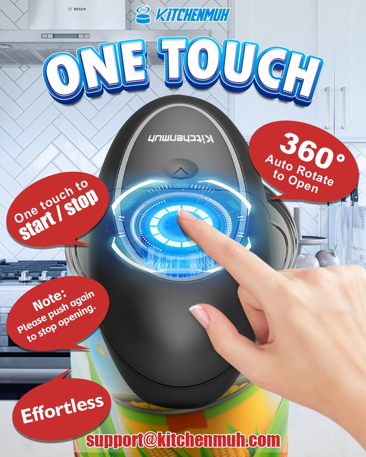 KITCHENMUH One Touch Electric Can Opener Fits All Can Sizes - KITCHENMUH Official Imagery - 4