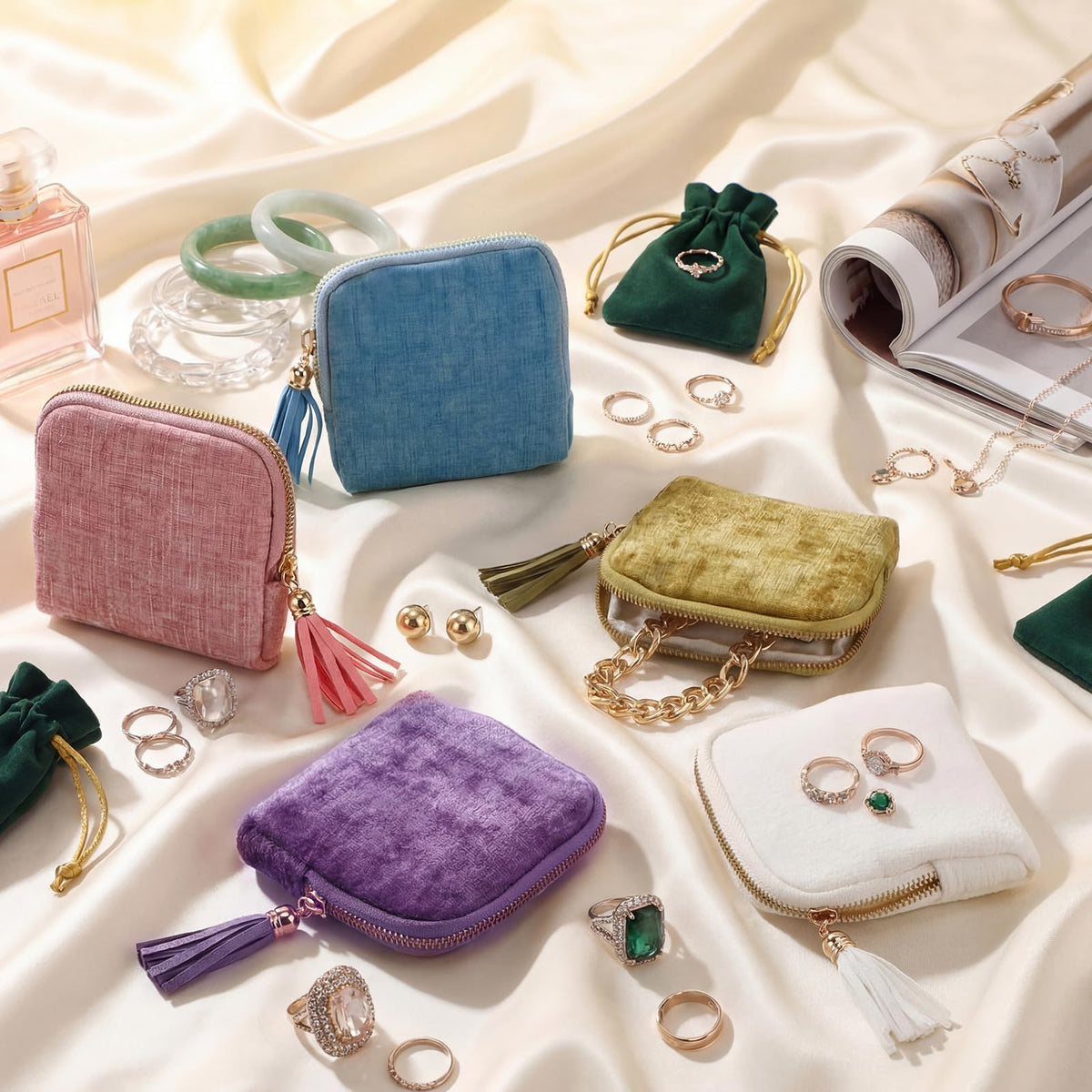 Hsei 5 Pack Small Travel Jewelry Case Bulk Mini Jewelry - Hsei Official Imagery - 3