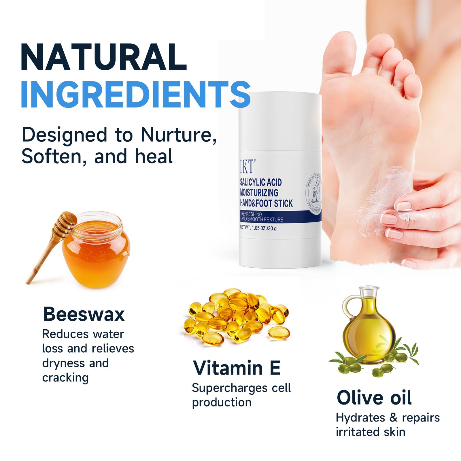 PasaRose Heel Crack Care & Moisturizing Set, Includes a pair of moisturizing heel socks and a professional heel repair stick. deeply treats dry and cracked feet