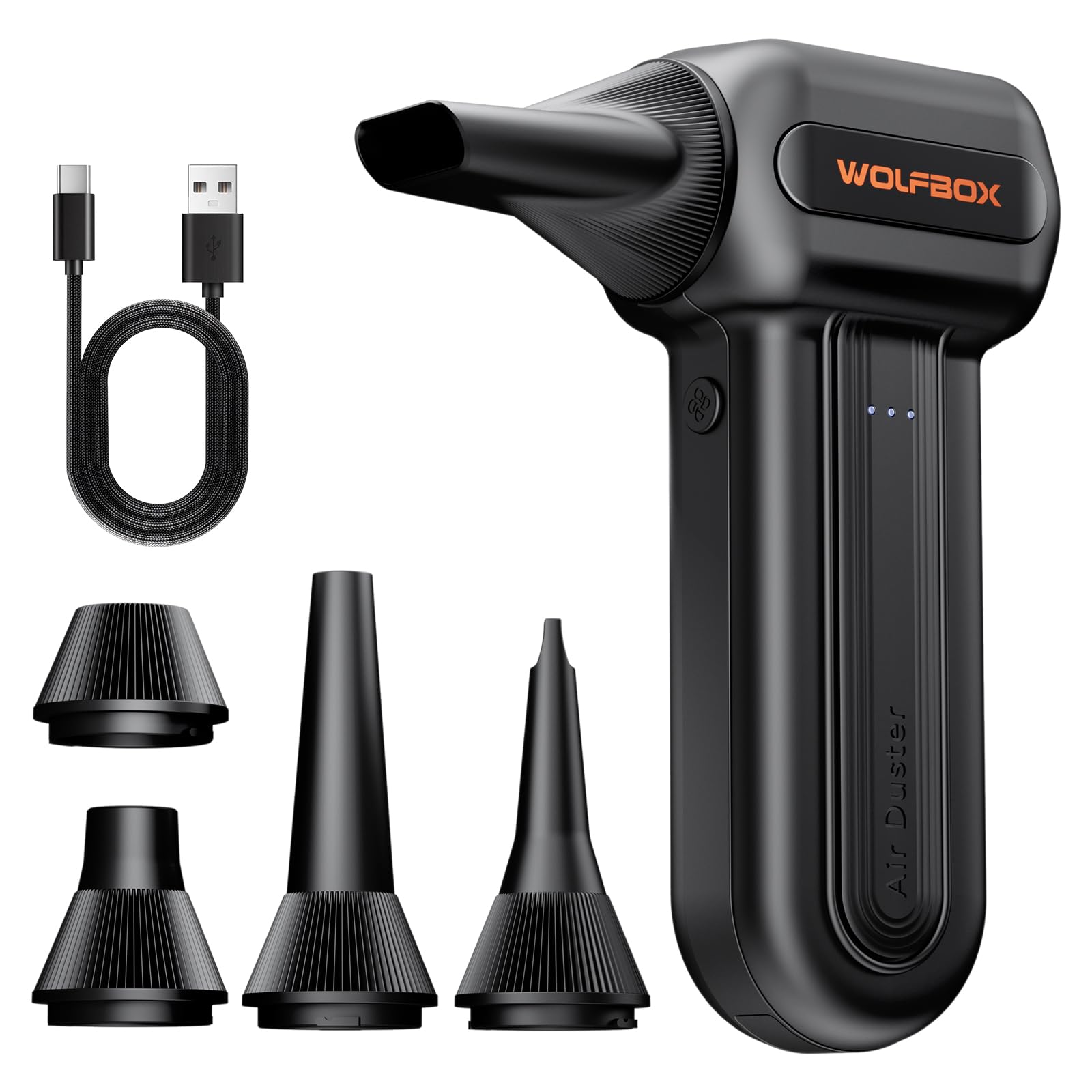 WOLFBOX MF60 Compressed Air Duster, 3-Speed Adjustable, Electric, by WOLFBOX - Angle View 1