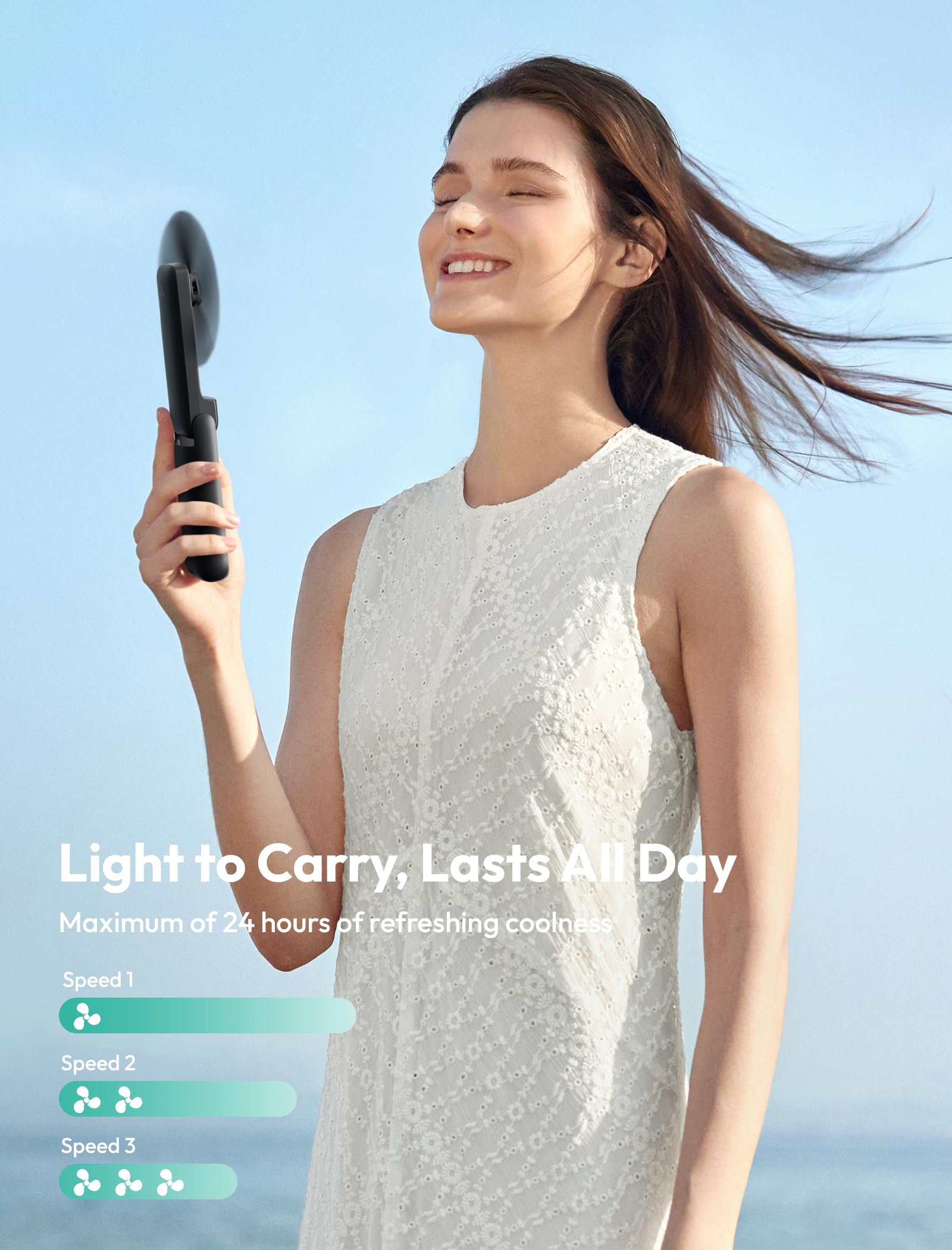 Aecooly Slim Portable Fan, Thin Handheld Fan, USB Rechargeable Mi - Aecooly Official Product View 4