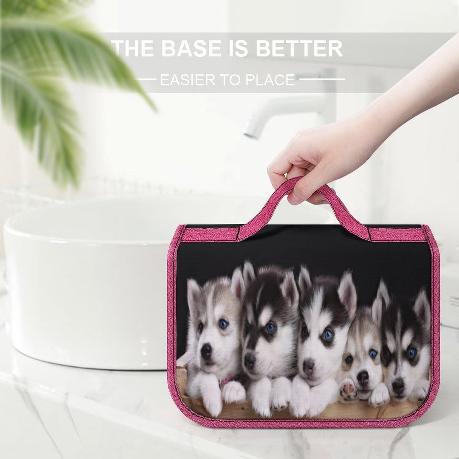 FodPand Husky Dog Hanging Toiletry Bag Waterproof Bathroom Toiletry Bag Compartments Multifunctional Makeup Bag Makeup And Toiletries Organizer Travel Toiletries Bags