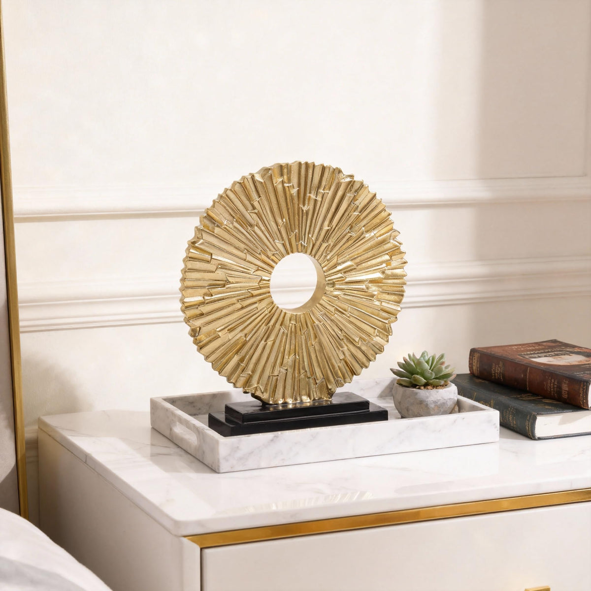 Gold Home Decor Sculpture Unique Round line Statue Modern - DOVDOV Official Imagery - 7