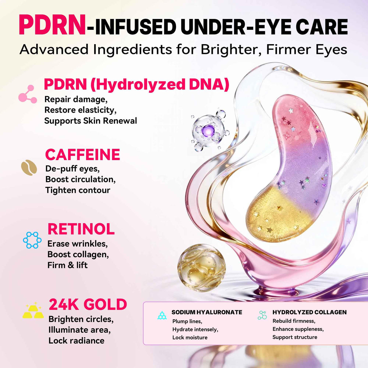 Maskiss 24K Gold PDRN Tri Color Under Eye Patches Bundle Eye - Maskiss Official Imagery - 4
