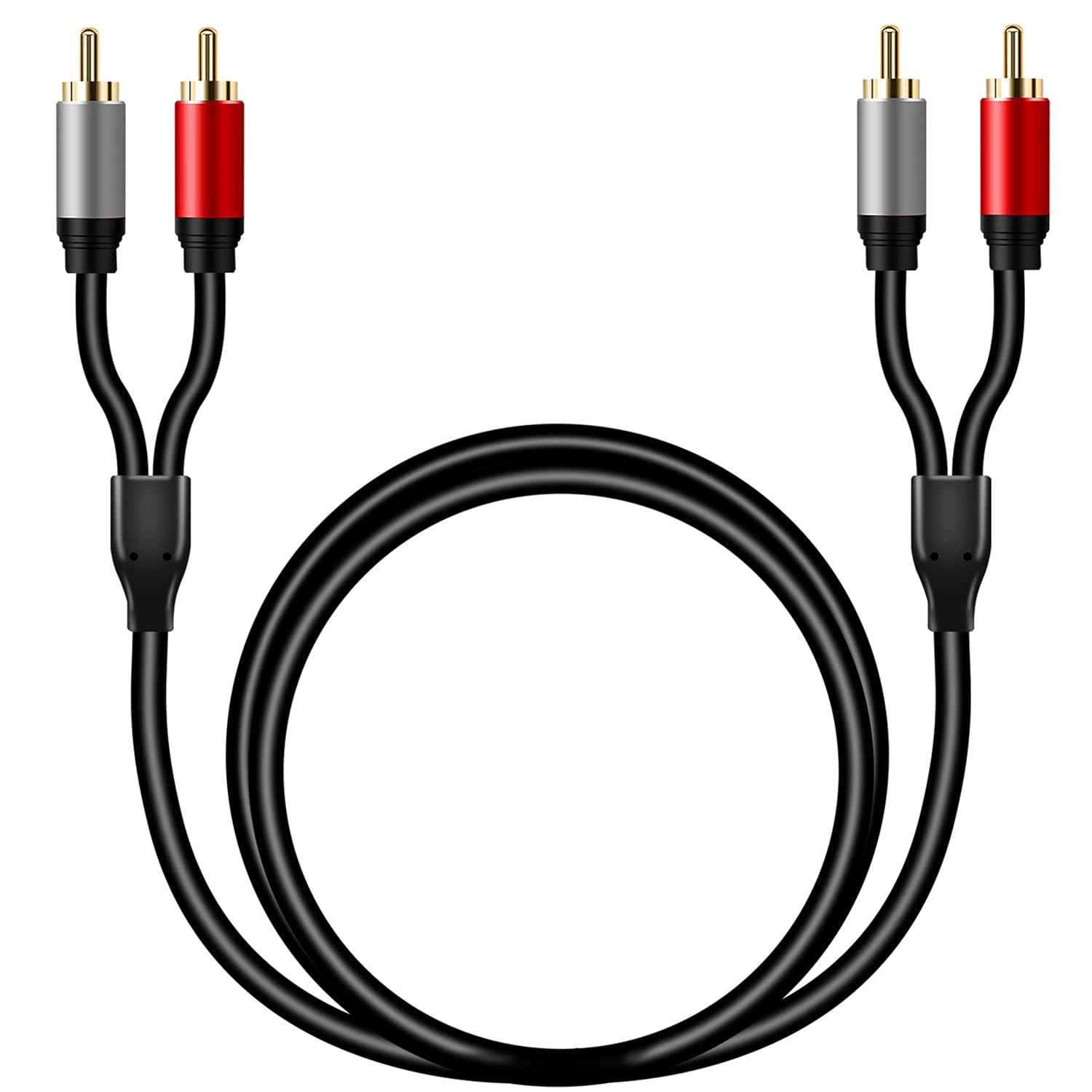 Tan QY 2RCA to 2RCA audio cable, 3ft, gold-plated male connectors for stereo sound connection and high-quality audio transfer