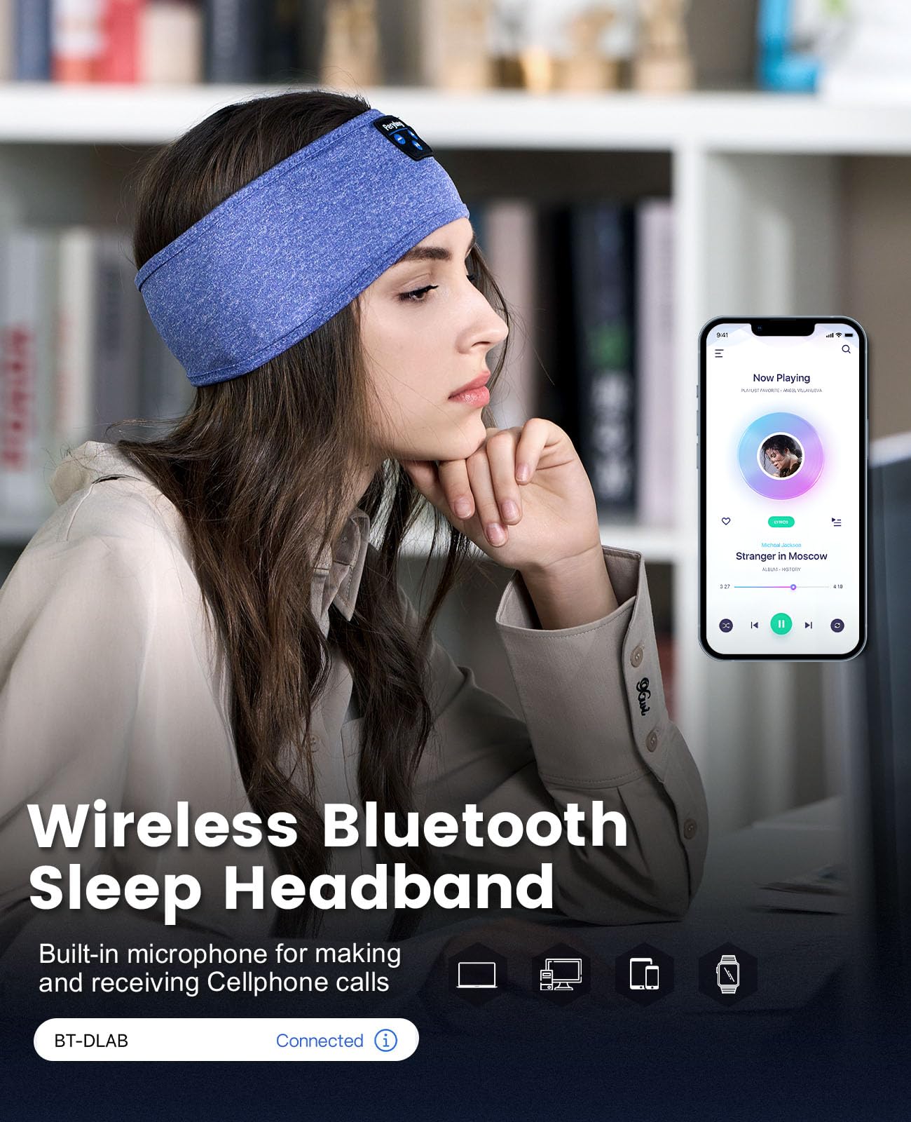 Perytong Sleep Headphones Bluetooth Sleeping Headband, Ultra-Soft for - View 7