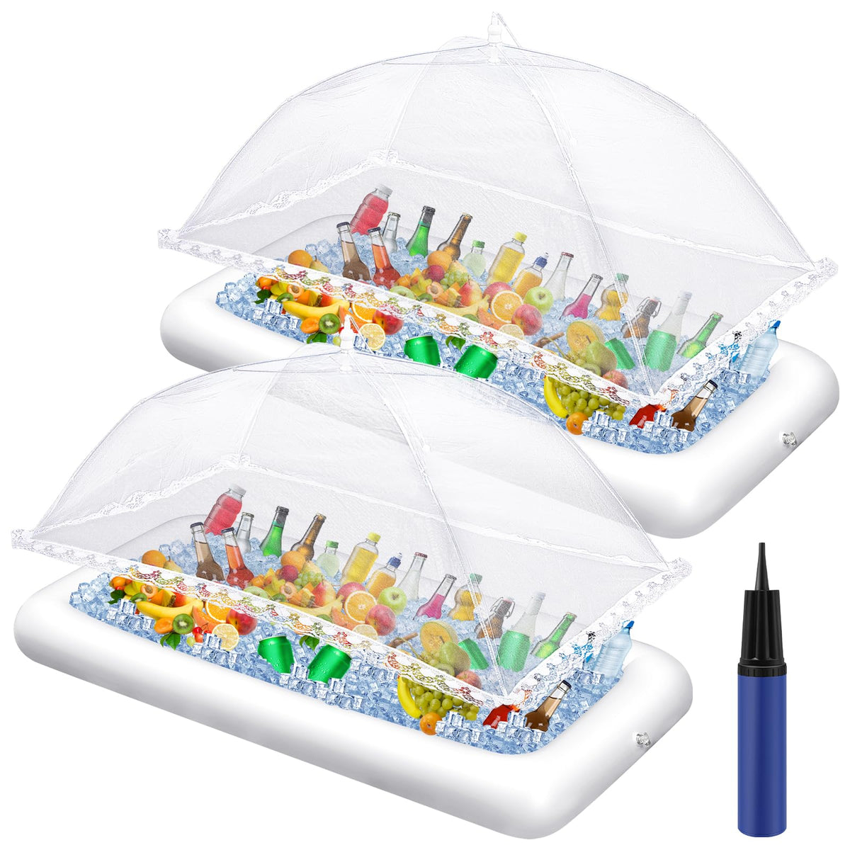 5 Pcs Inflatable Serving Bar Kit Ice Tray Cooler Black White - Leitee Official Imagery - 8