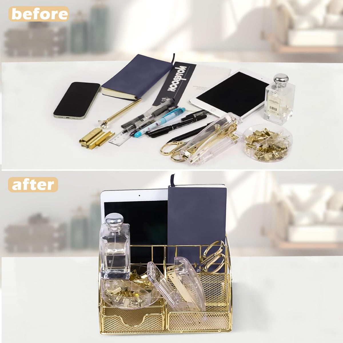 Gold Office Desk Organizers 13PCS Office Supplies and - YOLOZAI Official Imagery - 6