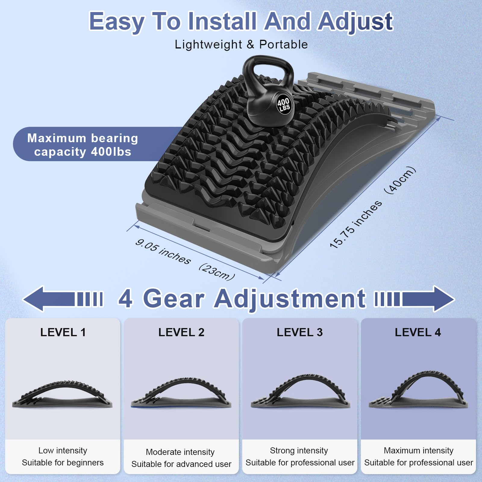 MINOLL Back Stretcher for Lower Back Pain Relief, Multiple Level Adjus - View 6