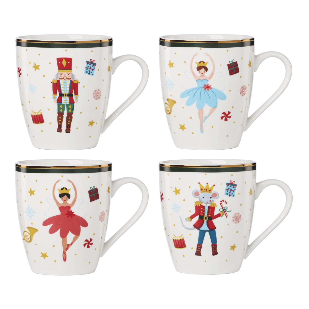 Lenox Nutcracker Ballet Christmas Porcelain Mug Set for 4 - Lenox Official Imagery - 1