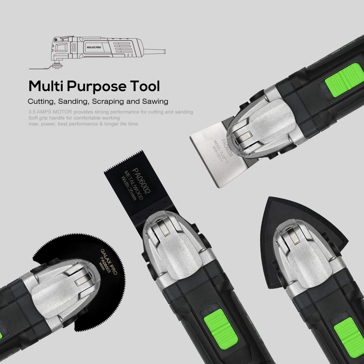 GALAX PRO Corded Oscillating Multi Tool Kit 3 5A with 30Pcs - GALAX PRO Official Imagery - 3