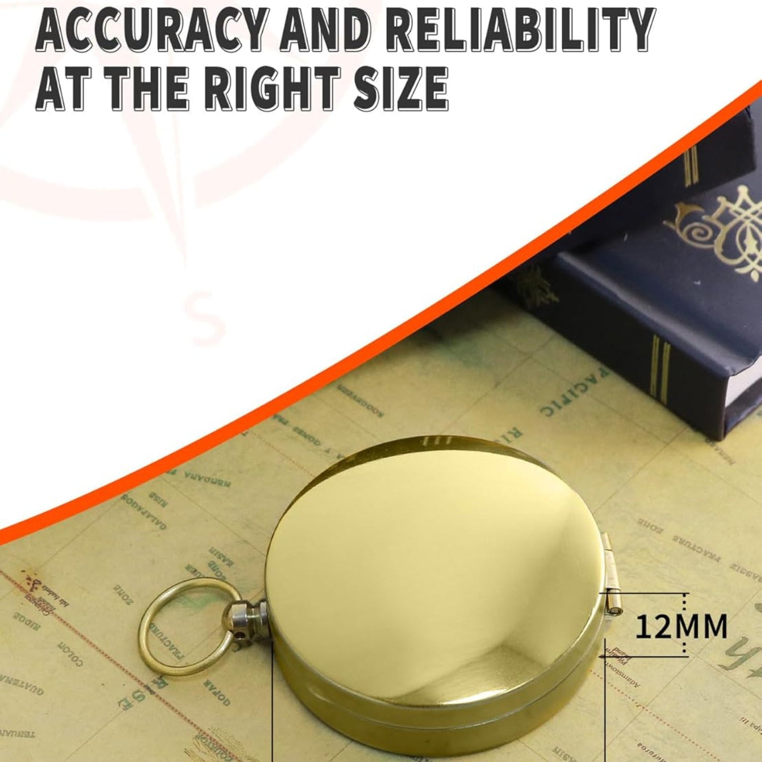 Waterproof brass compass with large dial for hiking, survival, and navigation by SustainaNest, showing detailed directional markings.
