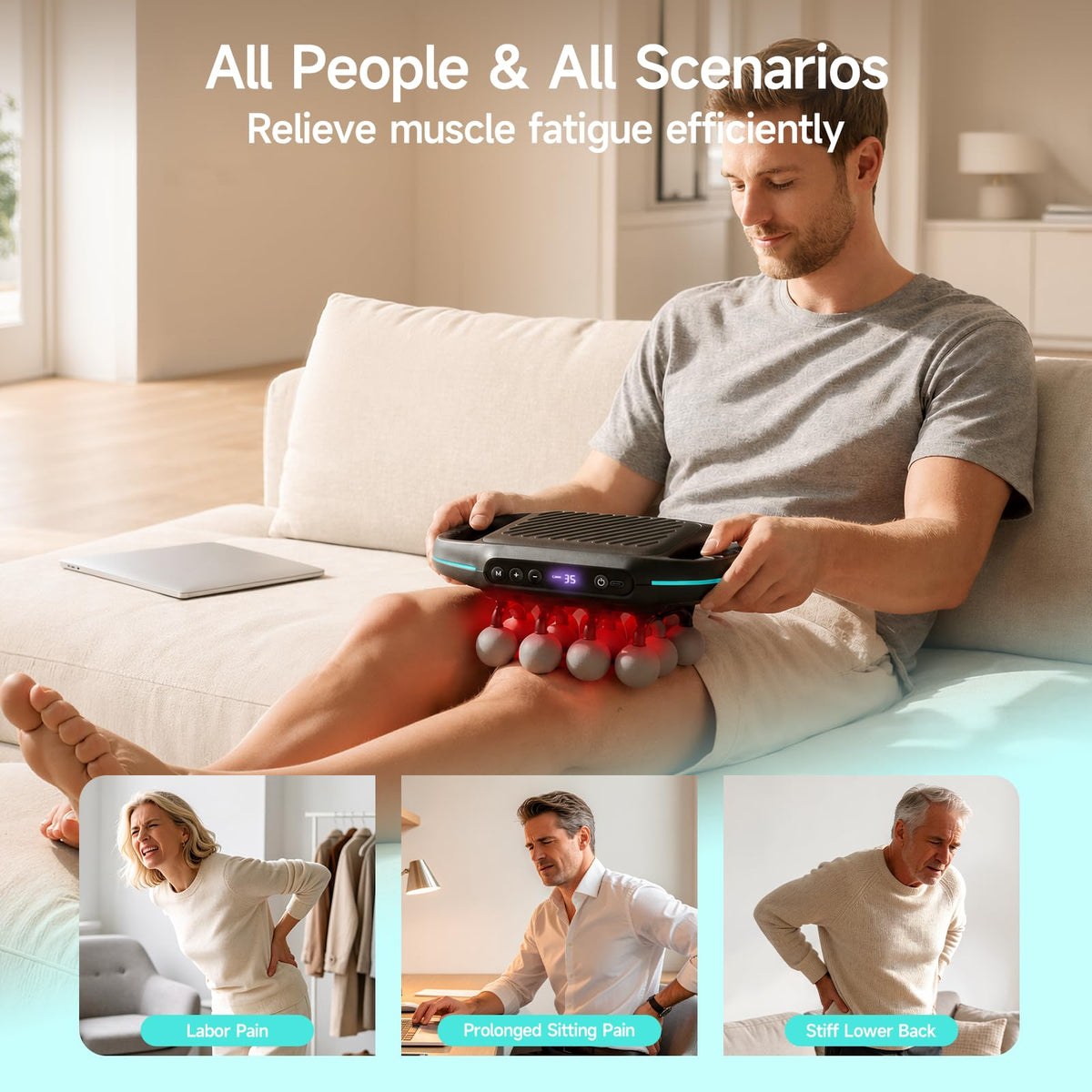 16 Head Massage Gun with 5mm Amplitude 35 Levels 4 Modes - HEYCHY Official Imagery - 6